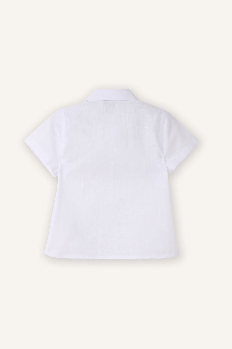 ديفاكتو قميص نص كم اولادي ذو مظهر كتاني قصة عادية - Image 3